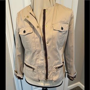 Chico fun jacket in khaki with animal print size 0